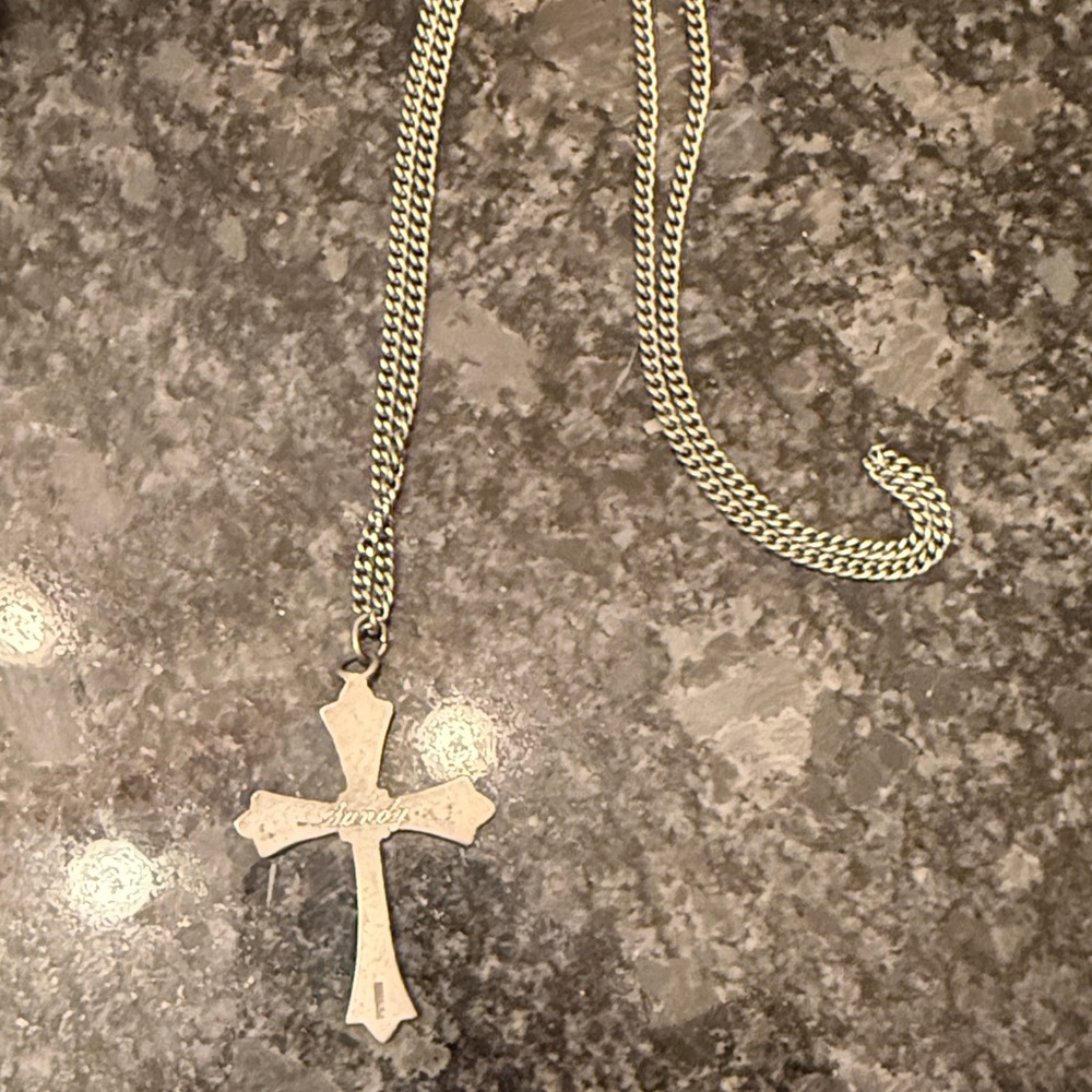 Pewter Cross Pendant Necklace